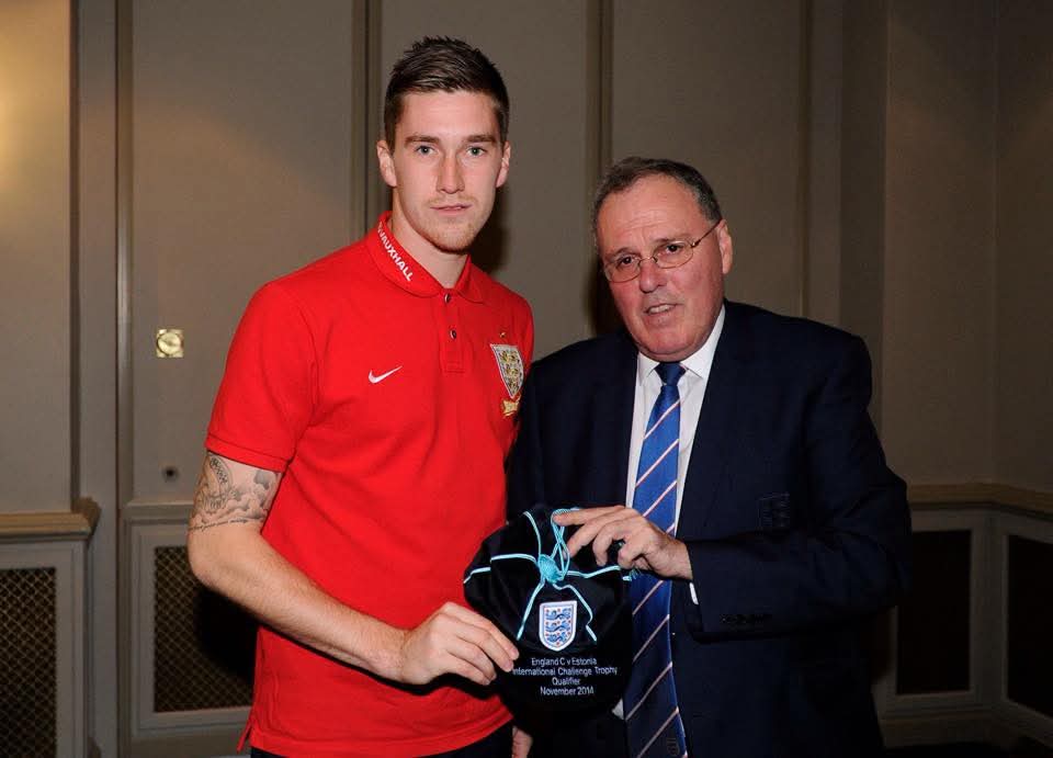 Josh Ollerenshaw receiving his England C cap